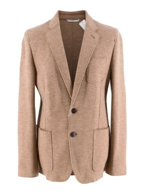 Armani Collezioni Beige Marl Fleece Wool Single Breasted Blazer