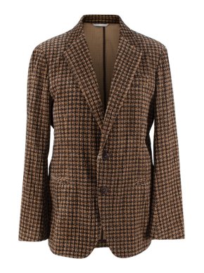 Armani Collezioni Brown Houndstooth Double Breasted Blazer