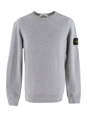 Stone Island Grey Logo-Appliqued Cotton-Jersey Sweatshirt