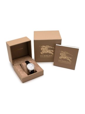 Burberry Silver Steel 38MM Black Alligator Strap BBY 1600 Watch