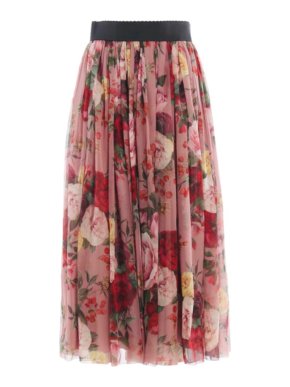 Dolce & Gabbana Silk Chiffon Floral Print Skirt