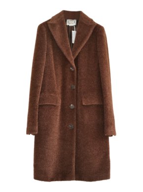 Agnona Brown Wool & Alpaca Single Breasted Coat