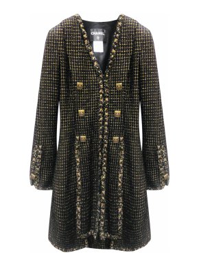 Chanel black/gold tweed button front coat - Paris Byzance Collection