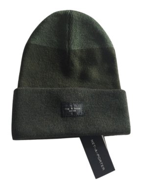 Rag & Bone khaki colourblock beanie