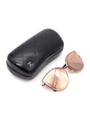 Chanel Rose Gold Cat-Eye Mirror Sunglasses