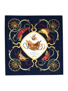 Hermes Navy Springs by Ledoux Silk Twill 90cm Square Scarf