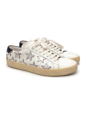 Saint Laurent White California Court Classic Star Sneakers