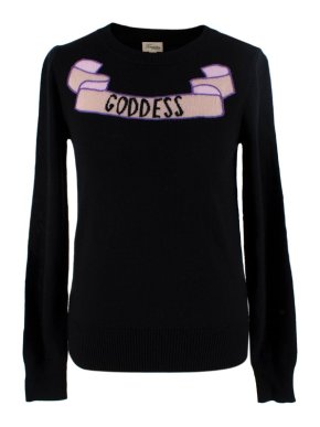 Temperley Black Merino Wool Goddess Knit Jumper