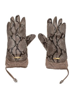 Burberry Taupe Python & Suede Gloves 8