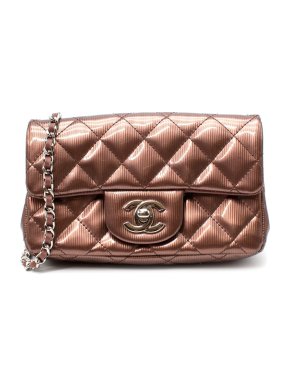 Chanel Laminated Metallic Copper Leather Mini Flap Bag