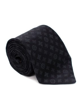 Louis Vuitton Navy Silk Monogram Tie