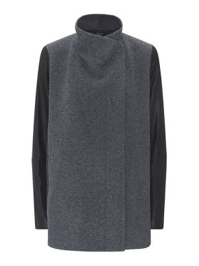 Theory Grey Wool & Cashmere Leather Trimmed Naomo Jacket