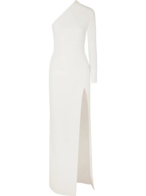 Solace London Nadia Ivory One Shoulder Stretch Crepe Gown