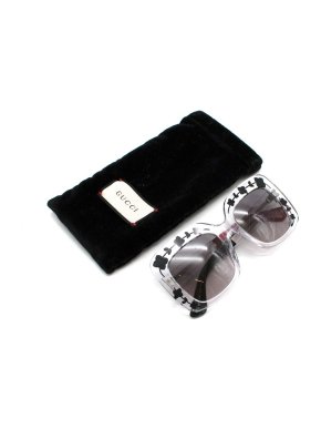 Gucci Floral Motif Perspex Oversized Square Frame Sunglasses