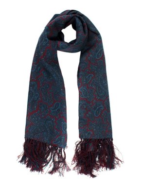 Harrods Silk Burgundy & Blue Paisley Silk Twill Dress Scarf