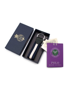 Ralph Lauren Wimbledon Navy Striped Grosgrain Key Fob