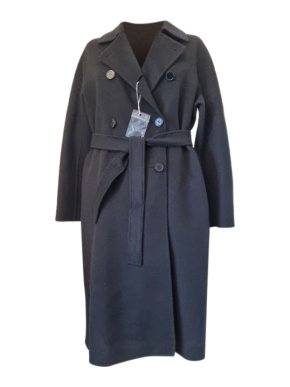 Max Mara Black Wool Blend Double Breasted Coat
