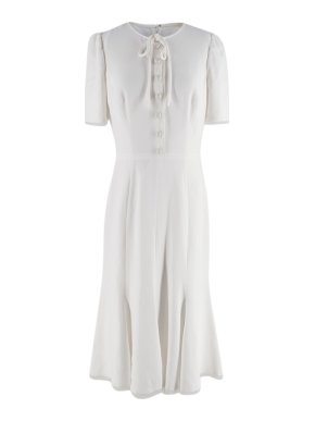 Dolce & Gabbana Cream Crepe Button Front Tea Dress