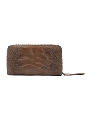 Burberry Brown Lizard Zip-Around Wallet