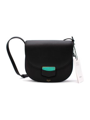 Celine Small Trotteur Black Smooth Leather Shoulder Bag