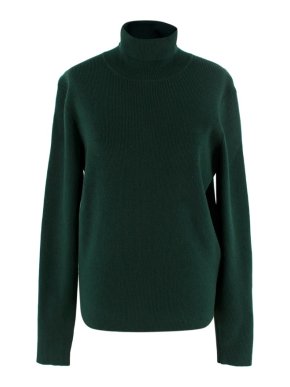Victoria Victoria Beckham Forest Green Ribbed Wool Polo Neck