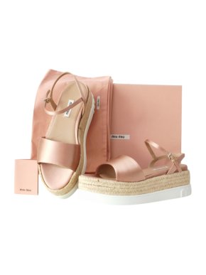 Miu Miu Pink Satin Flatform Sandals