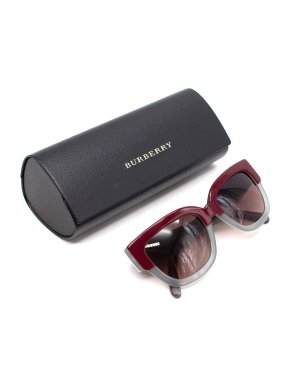 Burberry Square Frame Burgundy & Grey Acetate Sunglasses
