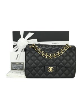 Chanel Black Quilted Leather Jumbo Double Flap