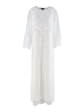 Burberry Ivory Paisley Motif Lace Gown