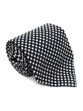 Charvet Black & White Diamond Weave Silk Tie