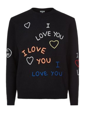 Kenzo Black Wool I Love You Jumper