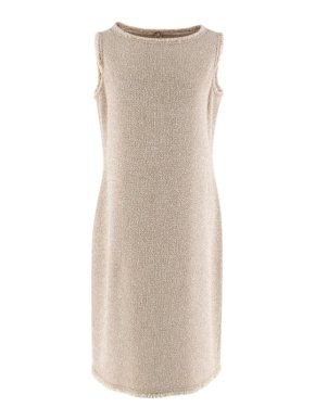 St.John Beige Knitted Shift Dress