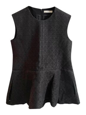 Celine Black Jacquard Peplum Sleeveless Top