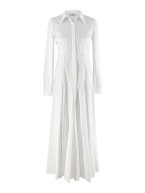 Erdem White Cotton Flared Hem Shirt Dress