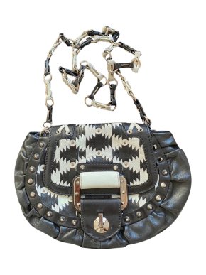 Versace Black & White Leather Crossbody Bag