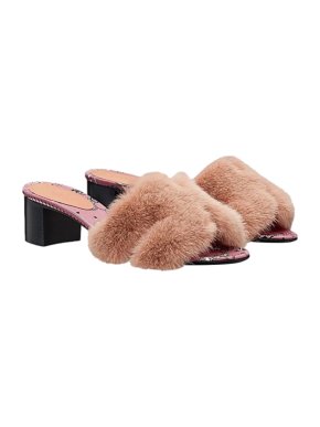 Hermes Sold Out Powder Pink Mink Fur Oasis Sandals