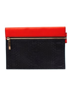 Victoria Beckham Leather & Python Bicolour Clutch Bag