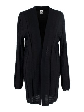 Missoni Black Wool Blend Textured Knit Open Cardigan