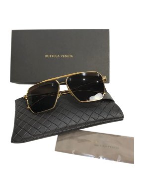 Bottega Veneta BV1012 Black & Gold Aviator Sunglasses