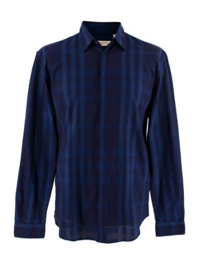 Burberry Dark Navy & Royal Blue Check Cotton Shirt