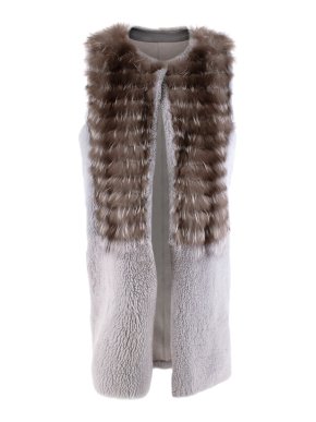 Karl Donoghue Reversible Grey & Brown Fox Fur Leather Gilet
