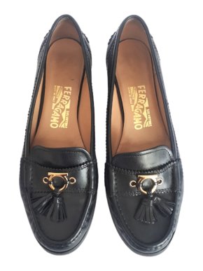 Ferragamo Black Gancini Loafers