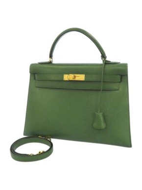 Hermes Green Courchevel Kelly Sellier 28 GHW