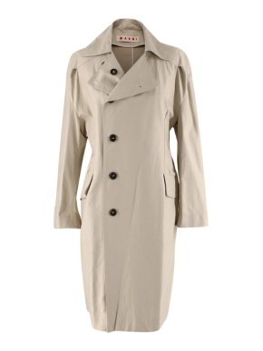 Marni Stone Cotton Asymmetric Single-Breasted Trench Coat
