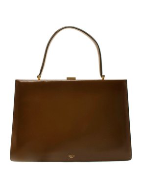 Celine Caramel Brown Smooth Leather Medium Clasp Top Handle Bag