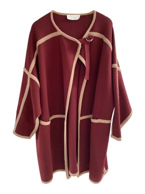 Chloe Burgundy Camel Trimmed Wool & Angora Coat