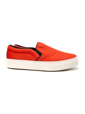 Celine Orange Calf Hair Slip-On Sneakers