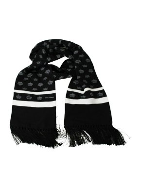 Dolce & Gabbana Black Silk Crown Scarf
