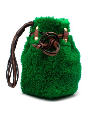 Marni Garden Green Shearling Bucket Bag