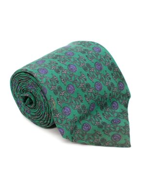 Arnys Green, Purple & Grey Patterned Print Silk Tie